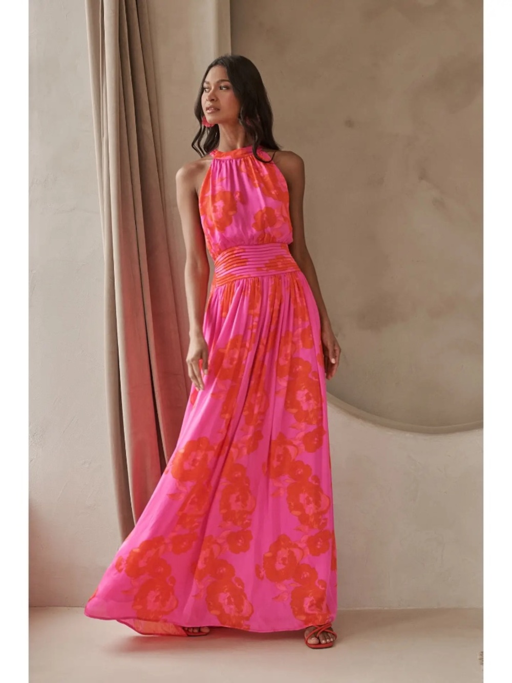 NWT Floral Halter Maxi Dress Wedding Guest Mother of the Bride